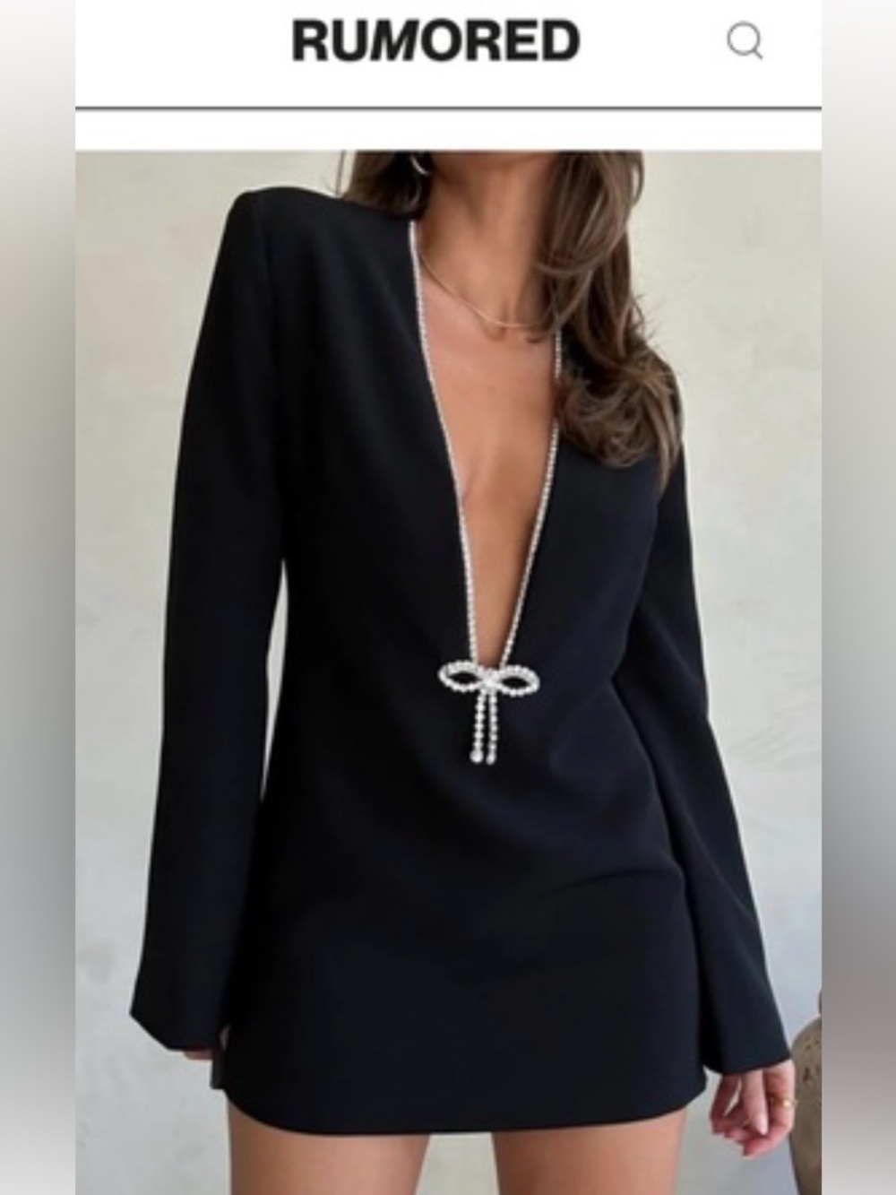 RUMORED Black Rhinestone Bow Mini Dress Size M